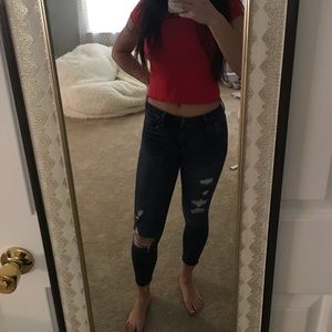 abercrombie and fitch distressed skinny jeans